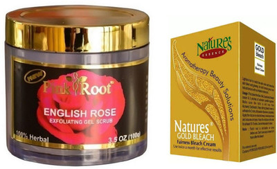 

Pink Root ENGLISH ROSE SCRUB 100G WITH NATURE'S ESSENCE 43G GOLD BLEACH(Set of 2)