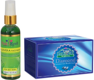 

Pink Root ALOEVERA FACE WASH 100ML WITH NATURENCE DIAMOND BLEACH 200G(Set of 2)