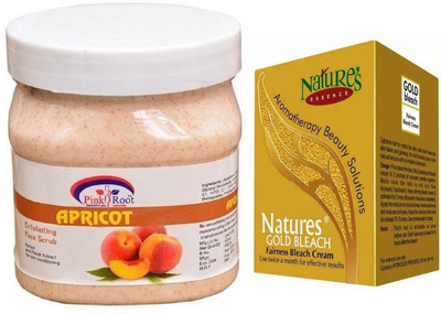 

Pink Root APRICOT SCRUB 500ML WITH NATURE'S ESSENCE 43G GOLD BLEACH(Set of 2)