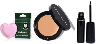 

Ultimate Silicon Puff With Bobbi Brown Concealer With Mac Liquid Eyeliner(Set of 3)