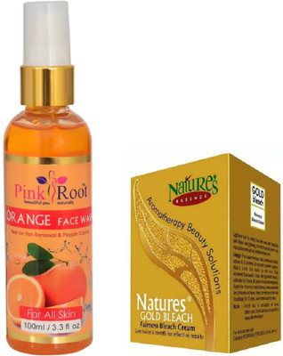 

Pink Root ORANGE FACE WASH 100ML WITH NATURE'S ESSENCE 43G GOLD BLEACH(Set of 2)