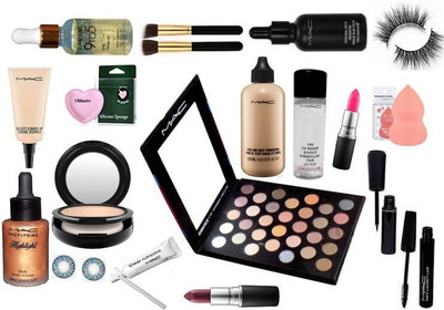 

Ultimate Eyelashes,Eyelash Glue,Mac Professional Makeup 32 Eyeshadow Palette,Face & Body Foundation,Pro Eye & Lip Makeup Remover,Sponge Puff,Mac Hyper Real SPF 15 Fond De Teint,Studio Fix Compact,Select Cover Up Concealer,Prep Prime Highlight,Lenses,Matte