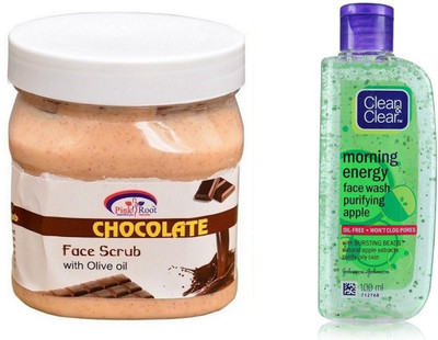 

Pink Root CHOCOLATE SCRUB 500ML WITH CLEAN & CLEAR APPLE FACE WASH(Set of 2)