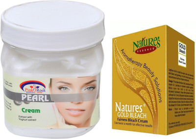 

Pink Root PEARL CREAM 500ML WITH NATURE'S ESSENCE 43G GOLD BLEACH(Set of 2)