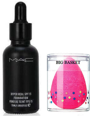 

big Basket Sponge Puff With Hyper Real SPF 15 Foundation(Set of 2)