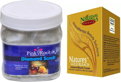 

Pink Root DIAMOND SCRUB 500ML WITH NATURE'S ESSENCE 43G GOLD BLEACH(Set of 2)