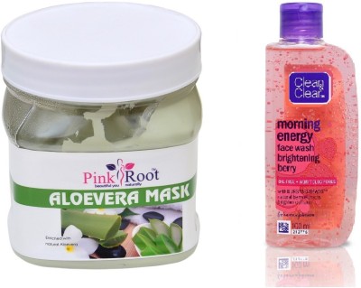 

Pink Root ALOEVERA MASK 500ML WITH CLEAN & CLEAR BRIGHTENING BERRY FACE WASH(Set of 2)