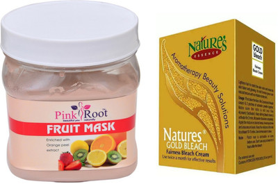 

Pink Root FRUIT MASK 500ML WITH NATURE'S ESSENCE 43G GOLD BLEACH(Set of 2)