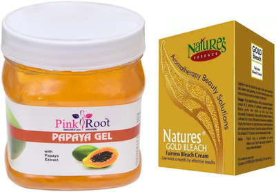 

Pink Root PAPAYA GEL 500ML WITH NATURE'S ESSENCE 43G GOLD BLEACH(Set of 2)