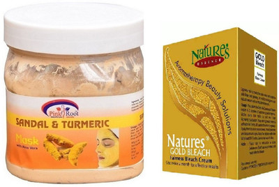 

Pink Root SANDAL MASK 500ML WITH NATURE'S ESSENCE 43G GOLD BLEACH(Set of 2)