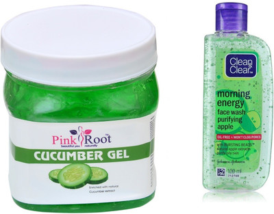 

Pink Root CUCUMBER GEL 500ML WITH CLEAN & CLEAR APPLE FACE WASH(Set of 2)