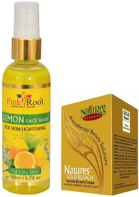 

Pink Root LEMON FACE WASH 100ML WITH NATURE'S ESSENCE 43G GOLD BLEACH(Set of 2)