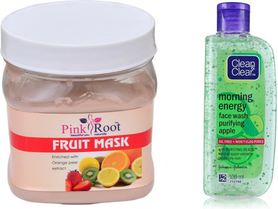

Pink Root FRUIT MASK 500ML WITH CLEAN & CLEAR APPLE FACE WASH(Set of 2)