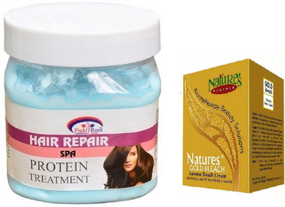 

Pink Root HAIR SPA CREAM 500ML WITH NATURE'S ESSENCE 43G GOLD BLEACH(Set of 2)