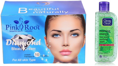 

Pink Root DIAMOND BLEACH 250G WITH CLEAN & CLEAR APPLE FACE WASH(Set of 2)