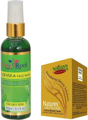 

Pink Root ALOEVERA FACE WASH 100ML WITH NATURE'S ESSENCE 43G GOLD BLEACH(Set of 2)