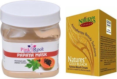 

Pink Root PAPAYA MASK 500ML WITH NATURE'S ESSENCE 43G GOLD BLEACH(Set of 2)