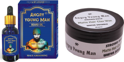 Angry Young Man Beard Oil (30 Ml) & Hair Wax Strong Hold (50 Gm) (Pack of 2)(Set of 2)