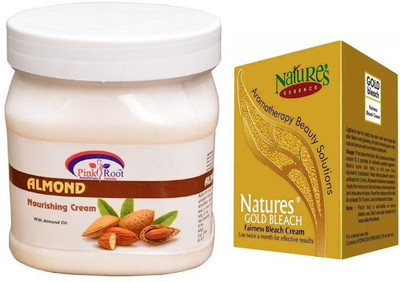 

Pink Root ALMOND CREAM 500ML WITH NATURE'S ESSENCE 43G GOLD BLEACH(Set of 2)