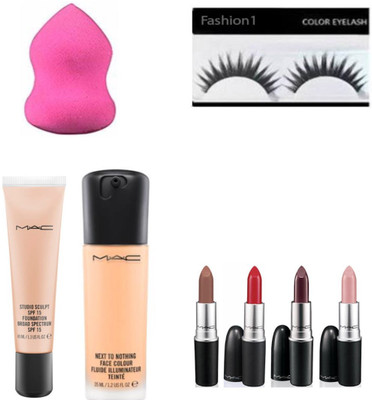 

FASHION 1 COMBO SETS EYELASH,SPONGE PUFF WITH MATTE LIPSTICK SET FOR -4,FACE COLOUR WITH FOUNDATION SET OF 8,(Set of 8)