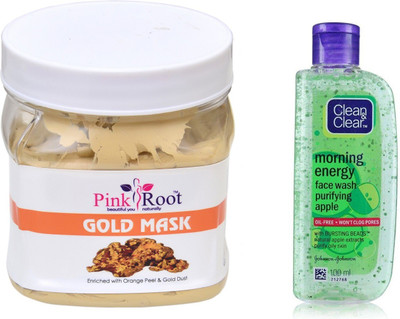 

Pink Root GOLD MASK 500ML WITH CLEAN & CLEAR APPLE FACE WASH(Set of 2)