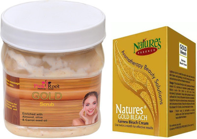 

Pink Root GOLD SCRUB 500ML WITH NATURE'S ESSENCE 43G GOLD BLEACH(Set of 2)