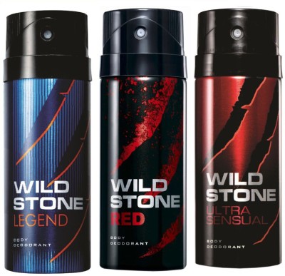 Wild Stone Legend, Red and Ultra Sensual Deodorant Spray  -  For Men(600 ml)