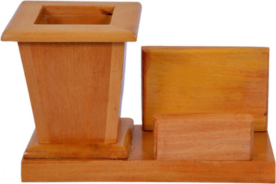 

Craft Trade 2 Compartments Wood Pen Stand(Brown)