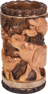 

Craft Trade 1 Compartments Wooden Pen Stand(Brown)
