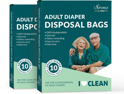 

SIRONA Premium Adult Diaper Disposal Bags - 20 Bags (2 Pack - 10 Bags Each) Adult Diaper Disposal Bags(Green)