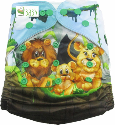 

VBaby Lion Family Cloth REUSABLE Nappy Organic Fabric Washable,Premium Adjustable Cloth With 1 Cotton Insert Lining 0-2 Years - M