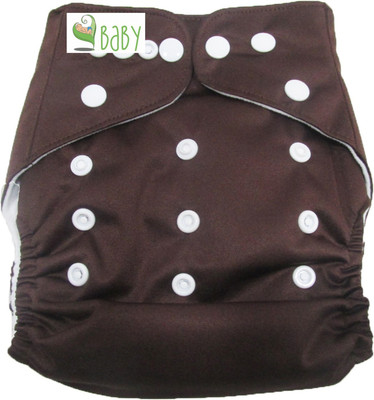 VBaby Brown Cloth REUSABLE Nappy Organic Fabric Washable, Premium Adjustable Cloth With 1 Cotton Insert Lining 0-2 Years - M