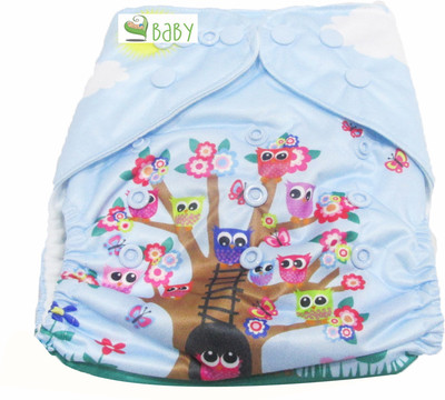 

VBaby Owl Tree Cloth REUSABLE Nappy Organic Fabric Washable, Premium Adjustable Cloth With 1 Cotton Insert Lining 0-2 Years - M