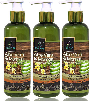 

The EnQ Aloe vera & Moringa Hydrating Facial Gel 200ml/6.76 fl.oz - Paraben free - Skin Hydrating Gel, Moisturizer, anti-acne gel Pack Of 3 Face Wash(200 ml)