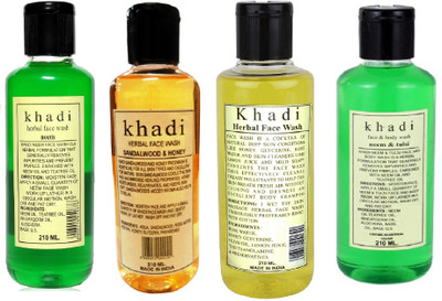 

Khadi Herbal Combo - Neem , Sandalwood, Herbal face wash , Neem Tulsi - Pack of 4 Face Wash(840 ml)