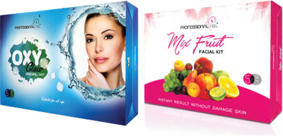 

Professional feel oxyglow + mix fruit facial kit, suitable for all age, unisex for fairness (500 + 500 g) 1000 g