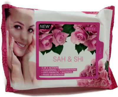 

Sah&Shi Clensing & Makeup Remover 5in1 Rose Wipes(Pack of 25)