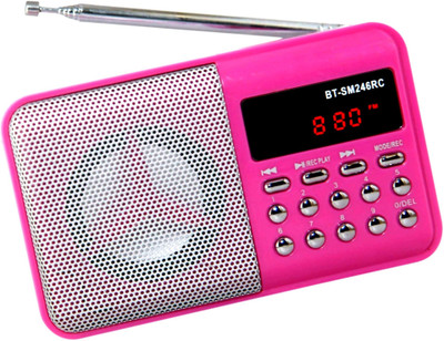 

CRETO B T- SM246 Pro Series Fm radio with Digital Display support usb , memory card, aux in , recording FM Radio(Pink)
