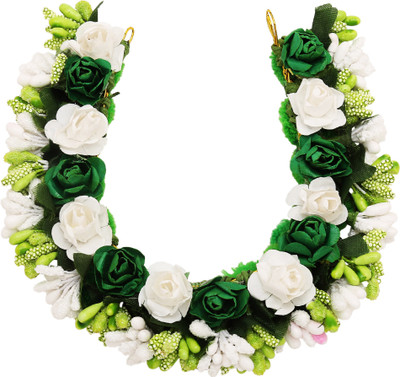 

Sanjog Women Green&White Hair Accessory -Juda Maker Flower Gajra Bun(Green)
