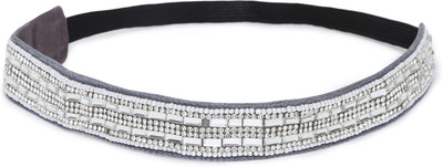 

SVAZ Beaded Wide Headwrap Elastic Hairband for Women and Girls Head Band(White)