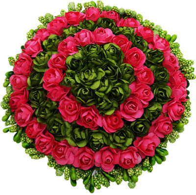 

Sanjog Women Red &Green Hair Accessory -Juda Maker Flower Gajra Bun(Red)