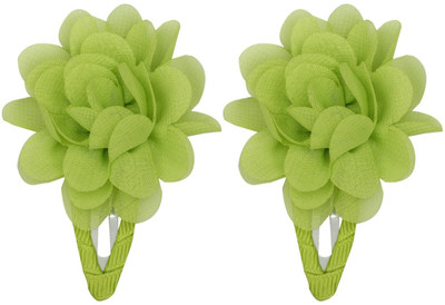 Pikaboo A Pair Of Floral Tic-Tac Hair Clips For Girl ( Parrotgreen ) Hair Clip(Green)