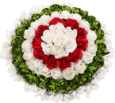 

Sanjog Women White&Green Hair Accessory -Juda Maker Flower Gajra Bun(White)