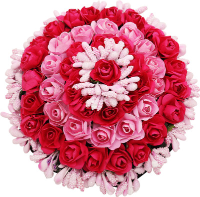 

Sanjog Women Red&Pink Hair Accessory -Juda Maker Flower Gajra Bun(Red)