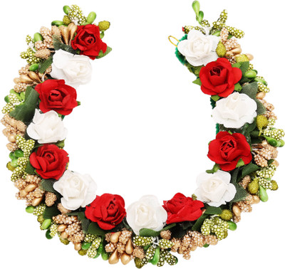 

Sanjog Women Red&White Hair Accessory -Juda Maker Flower Gajra Bun(Red)