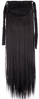 

Foreign Holics Women's Binding Tie up Synthetic Ribbon Ponytail Clip in Extensions (Straight - 24'-inches, natural black) Hair Extension
