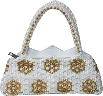 

RITA'S Hand-held Bag(White, Gold), Gold;white