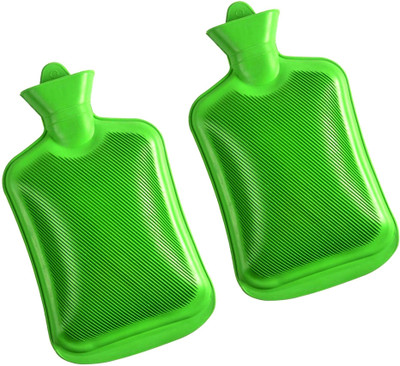 

CRETO Premium Deluxe 2 Pack of Non Electric Hot Water Bottle Non Slippery rubber hot water bag 1 L Hot Water Bag(Green)