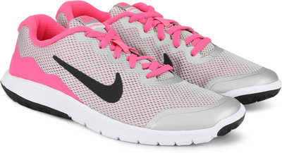 

Nike Girls Lace Running Shoes(Silver, Metallic silver/black-white-pink pow