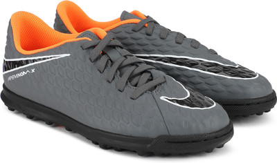 

Nike Boys & Girls Lace Football Shoes(Grey, Dark grey/total orange-white